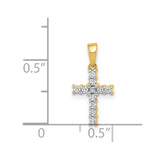 14k and White Rhodium 1/10 carat Diamond Latin Cross Pendant