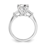 14k White Gold 2 carat Certified Lab Grown Diamond VS+ F+ Princess Complete Three Stone Engagement Ring