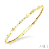 1/6 Ctw Round Cut Bead Bijoux Diamond Clover Bead Fashion Flex Bangle in 10K Yellow Gold