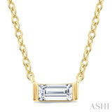 1/20 Ctw Baguette Diamond Bezel Set Petite Fashion Pendant With Chain in 10K Yellow Gold