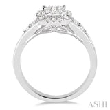 1/2 ctw Square Shape Round Cut Diamond Lovebright Ring in 14K White Gold