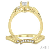 1/3 Ctw Diamond Lovebright Wedding Set with 1/3 Ctw Round Cut Engagement Ring and 1/20 Ctw Wedding Band in 14K Yellow and White Gold