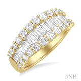 1 5/8 Ctw Baguette and Round Cut Diamond Fashion Band in 14K Yellow Gold
