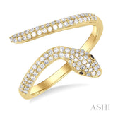 1/3 Ctw Petite Serpent Round Cut Diamond Open Center Fashion Ring in 10K Yellow Gold