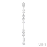 2 Ctw Front and Inner Back Round Cut Diamond Hoop Earrings in 14K White Gold