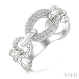 1/10 Ctw Single Cut Diamond Oval Shape Rope Link Ring in Sterling Silver