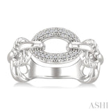 1/10 Ctw Single Cut Diamond Oval Shape Rope Link Ring in Sterling Silver