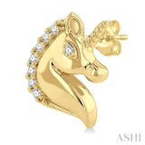 1/20 Ctw Petite Unicorn Round Cut Diamond Fashion Stud Earrings in 10K Yellow Gold