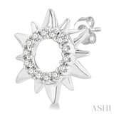 1/10 Ctw Petite Sun Round Cut Diamond Fashion Stud Earrings in 10K White Gold