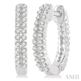1/4 Ctw Petite Twin Row Round Cut Diamond Fashion Huggies in 10K White Gold