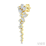 1 Ctw Mixed Shape Diamond Scatter Fashion Long Earrings in 14K Yellow Gold