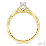 1/6 Ctw Oval Shape Round Cut Diamond Semi-Mount Engagement Ring in 14K Yellow and White Gold