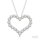 3 Ctw Heart Shape Round Cut Diamond Pendant With Chain in 14K White Gold