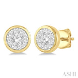 1/3 Ctw Lovebright Round Cut Diamond Bezel Stud Earrings in 14K Yellow and White Gold