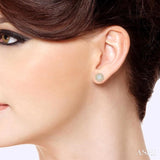 3/4 Ctw Star Lattice Lovebright Round Cut Diamond Earrings in 14K White and Yellow Gold