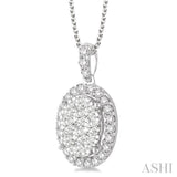 1 1/2 Ctw Oval Shape Diamond Lovebright Pendant in 14K White Gold with Chain