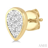 1/2 Ctw Pear Shape Lovebright Round Cut Diamond Bezel Stud Earrings in 14K Yellow and White Gold