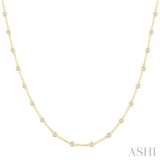 1 Ctw Bezel Set Round Cut Diamond Station Necklace in 14K Yellow Gold