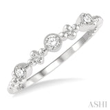 1/5 Ctw Circular Mount Ball Link Round CutDiamond Stackable Band in 14K White Gold
