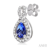 5x3 MM Pear Shape Tanzanite and 1/6 Ctw Round Cut Diamond Earrings in 14K White Gold