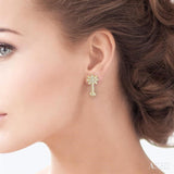 1/4 ctw Round Cut Diamond Palm Tree Earrings in 14K Yellow Gold