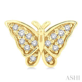 1/10 Ctw Petite Butterfly Round Cut Diamond Fashion Stud Earrings in 10K Yellow Gold