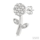 1/6 Ctw Petite Floral Round Cut Diamond Fashion Stud Earrings in 10K White Gold