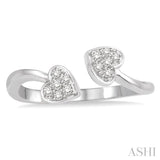 1/10 Ctw Heart Accent Open-Ended Round Cut Diamond Ladies Ring in 10K White Gold