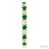 1.80 MM Round Shape Emerald and 1/4 Ctw Round Cut Diamond Precious Hoop Earrings in 10K Yellow Gold