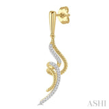 1/6 Ctw Twin Twirl Round Cut Diamond Fashion Earrings in 10K Yellow Gold