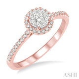 1/3 Ctw Round Shape Diamond Lovebright Ring in 14K Rose and White Gold