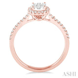 1/3 Ctw Round Shape Diamond Lovebright Ring in 14K Rose and White Gold