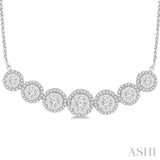 1 1/5 Ctw Circular Mount Lovebright Round Cut Diamond Necklace in 14K White Gold