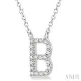 1/20 Ctw Initial 'B' Round Cut Diamond Pendant With Chain in 10K White Gold