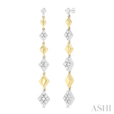 1/2 Ctw Graduated Diamond Shape Round Cut Diamond Fashion Long Earrings in 14K Yellow and White Gold