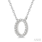 1/20 Ctw Initial 'O' Round Cut Diamond Pendant With Chain in 10K White Gold