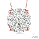 1/4 Ctw Lovebright Round Cut Diamond Pendant in 14K Rose and White Gold with Chain