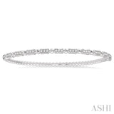 1/2 Ctw Box Link Round Cut Stackable Diamond Bangle in 14K White Gold