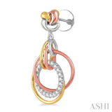 1/3 Ctw Round Cut Diamond Earrings in 14K Tri Color Gold