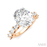 1 1/3 Ctw Oval Shape Emerald and Round Cut Diamond Semi-Mount Engagement Ring in 14K Rose and White Gold