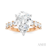1 1/3 Ctw Pear Shape Round Cut Diamond Semi-Mount Engagement Ring in 14K Rose and White Gold
