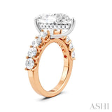 1 1/3 Ctw Pear Shape Round Cut Diamond Semi-Mount Engagement Ring in 14K Rose and White Gold