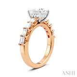 7/8 Ctw Princess Shape Emerald and Round Cut Diamond Semi-Mount Engagement Ring in 14K Rose and White Gold