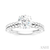 1/20 Ctw Circular Shape Round Cut Diamond Semi-Mount Engagement Ring in 14K White Gold