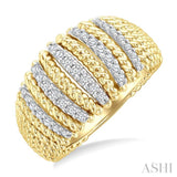 1/3 Ctw Dome Shape Rope Bead Round Cut Diamond Fashion Ring in 14K Yellow Gold