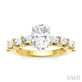 7/8 Ctw Oval Shape Oval and Round Cut Diamond Semi-Mount Engagement Ring in 14K Yellow and White Gold