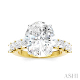 1 1/3 Ctw Oval Shape Princess and Round Cut Diamond Semi-Mount Engagement Ring in 14K Yellow and White Gold