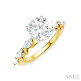 3/4 Ctw Round Shape Marquise and Round Cut Diamond Semi-Mount Engagement Ring in 14K Yellow and White Gold