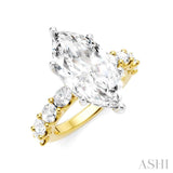 1 1/3 Ctw Marquise Shape Oval and Round Cut Diamond Semi-Mount Engagement Ring in 14K Yellow and White Gold