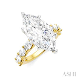 1 1/3 Ctw Marquise Shape Oval and Round Cut Diamond Semi-Mount Engagement Ring in 14K Yellow and White Gold